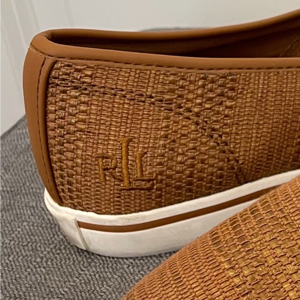 RALPH LAUREN Janis Woven Slip On Loafer Flat Sneakers - Tan Size 10 - Picture 3 of 13